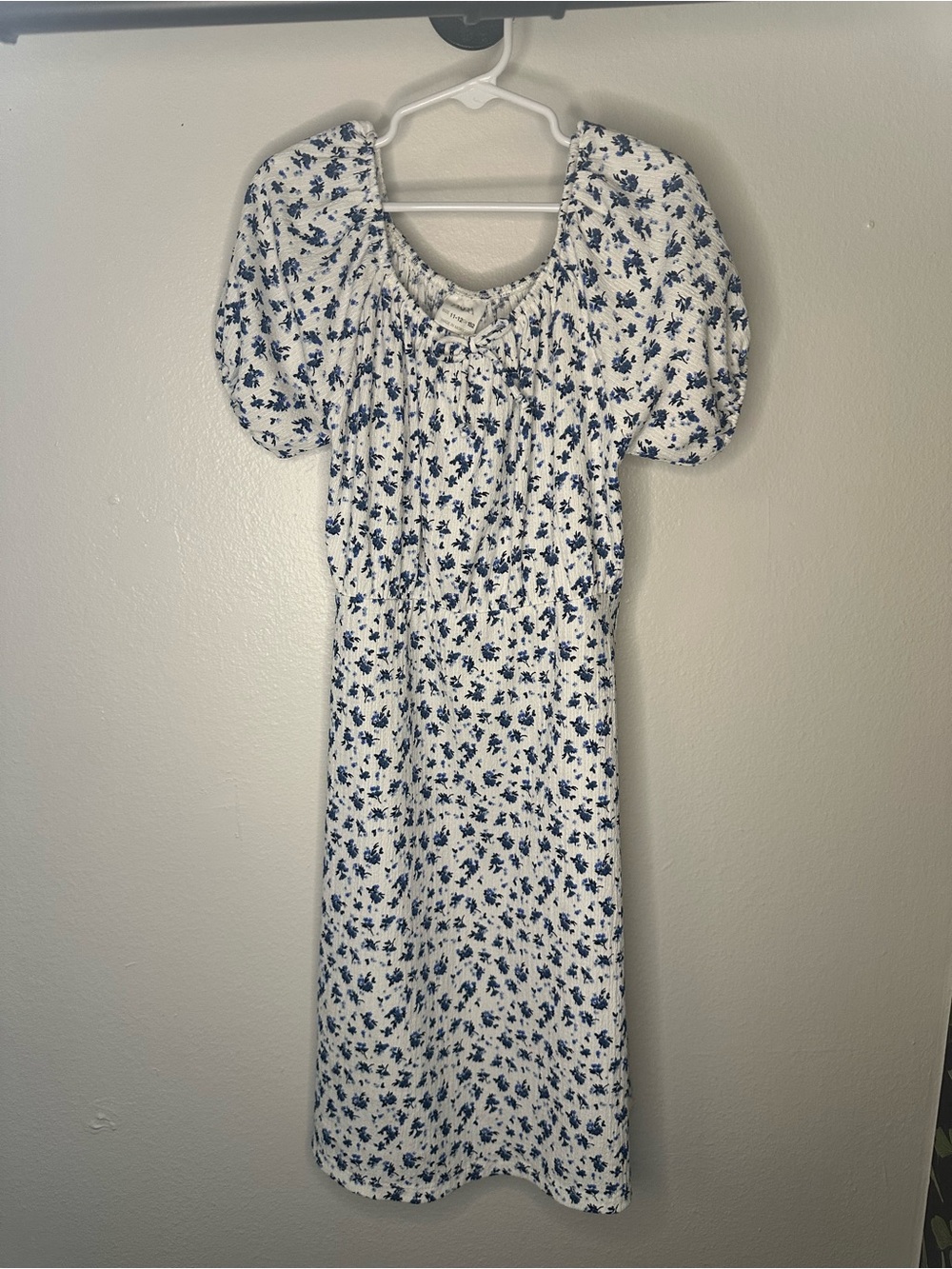 Zara White Dress with Blue Floral Print